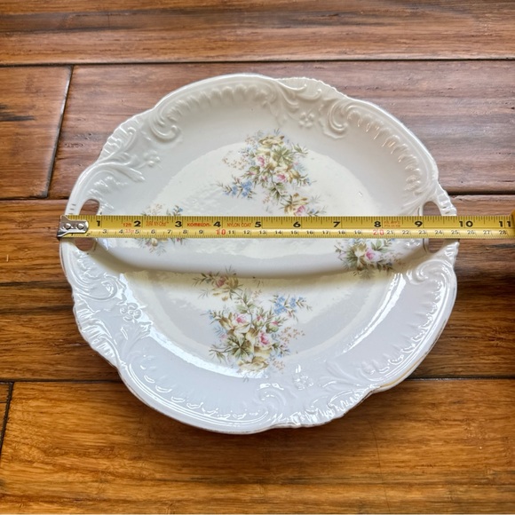 Jean Pouyat JPL Limoges France 10” Handled Platter - Floral Pattern - Picture 6 of 7